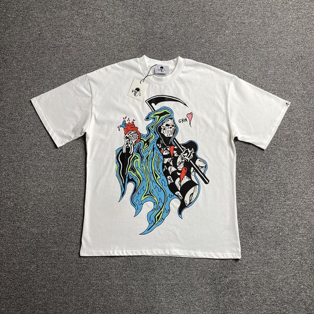 Warren Lotas Edgy Grim Reaper Graphic White T Shirt